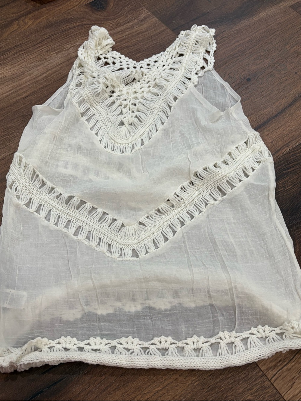 Cupshe White Crochet-Trim swim cover